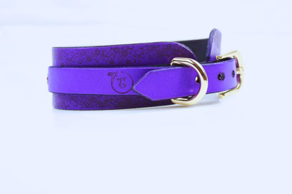 Floral Pattern Submissive Collar – Purple Leather Discreet Day Choker - Happytoys Sexshop: online sex shop for Feeling Happy & Easy 😊 - Discreet geleverd