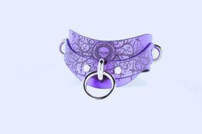 Gothic Skull BDSM Collar – BDSM Leather Choker with O-Ring - Happytoys Sexshop: online sex shop for Feeling Happy & Easy 😊 - Discreet geleverd