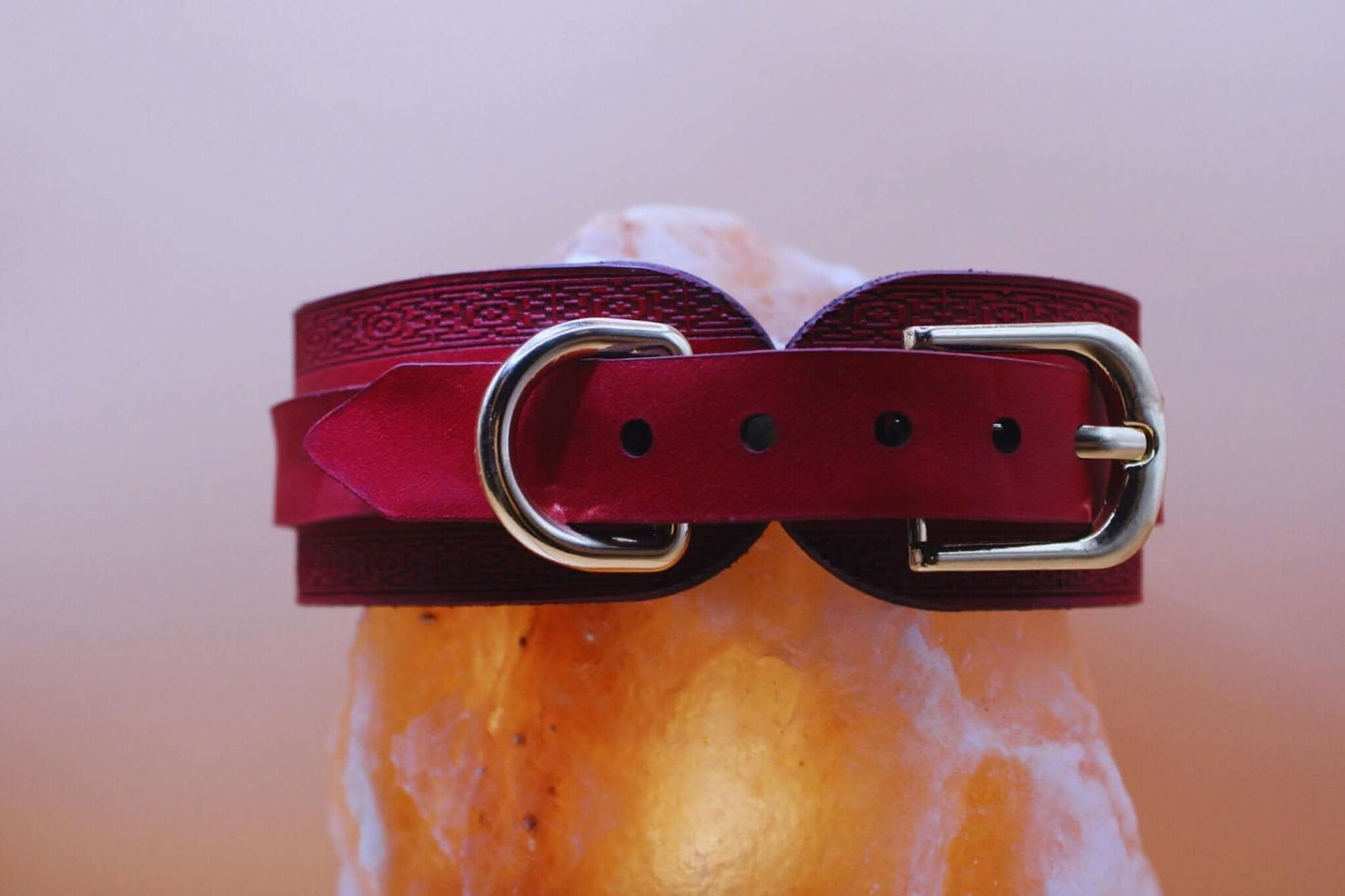 Crimson Red BDSM Collar Handmade Choker With O Ring