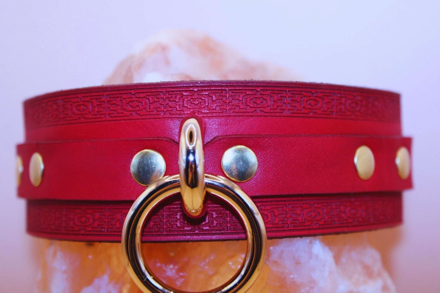 Crimson Red BDSM Collar Handmade Choker With O Ring