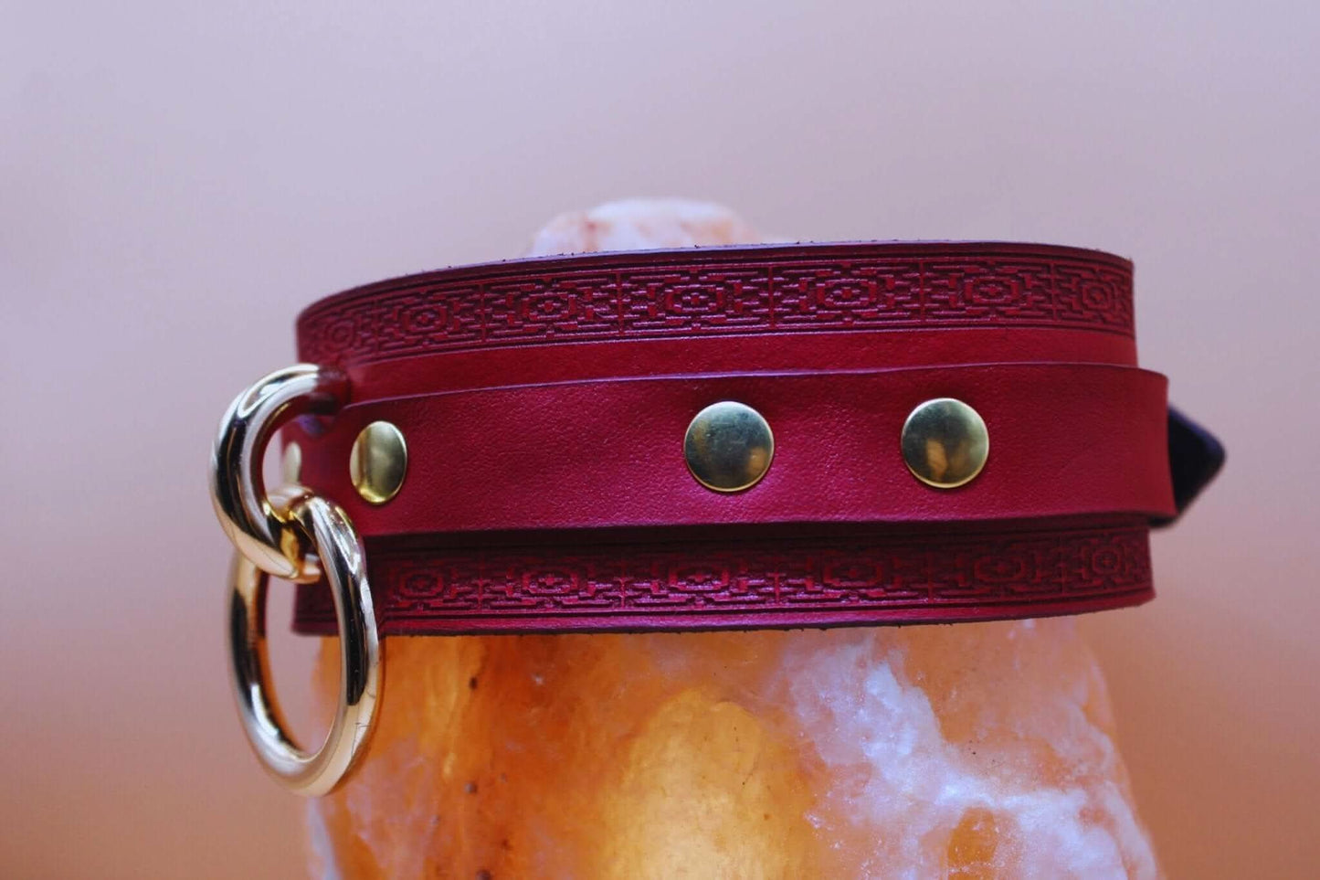 Crimson Red BDSM Collar Handmade Choker With O Ring