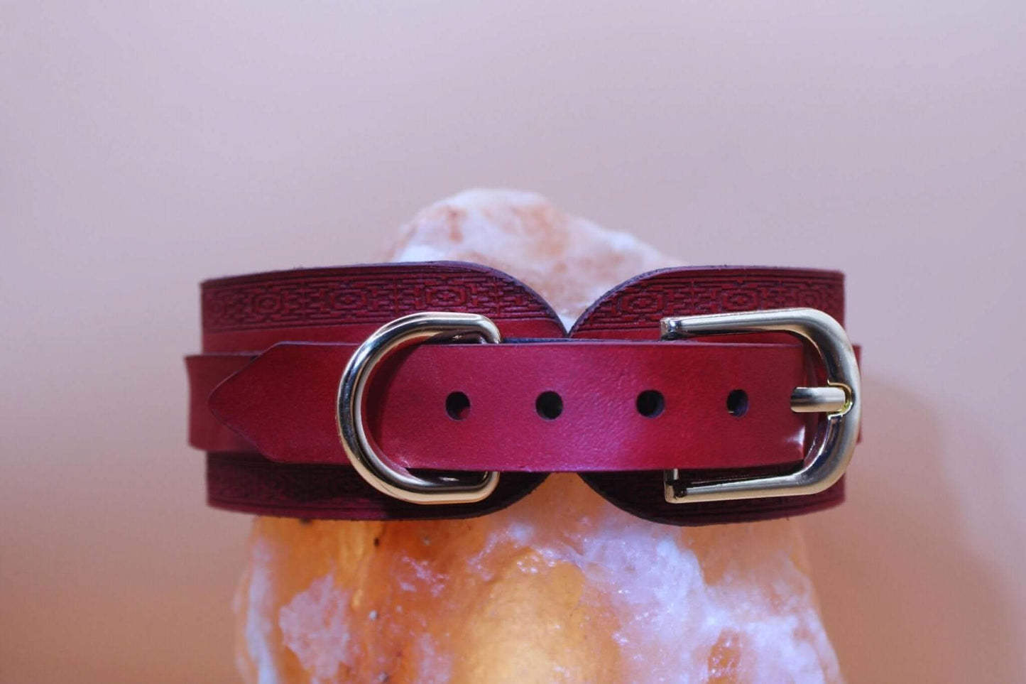 Crimson Red BDSM Collar Handmade Choker With O Ring