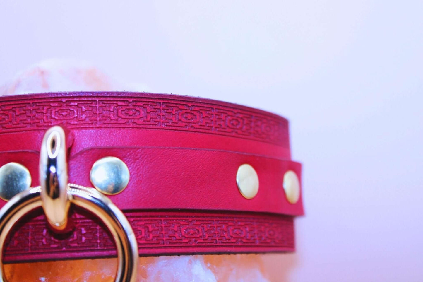 Crimson Red BDSM Collar Handmade Choker With O Ring