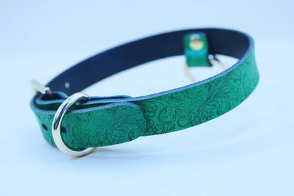 Emerald Green Leather Choker Floral Submissive Collar Jewelry for Day - Happytoys Sexshop: online sex shop for Feeling Happy & Easy 😊 - Discreet geleverd