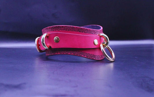 Collars For Women Pink Heart Pattern Choker with O-Ring