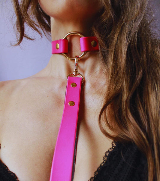 Neon Pink BDSM Collar Discreet Day Choker Submissive Jewelry - Happytoys Sexshop: online sex shop for Feeling Happy & Easy 😊 - Discreet geleverd