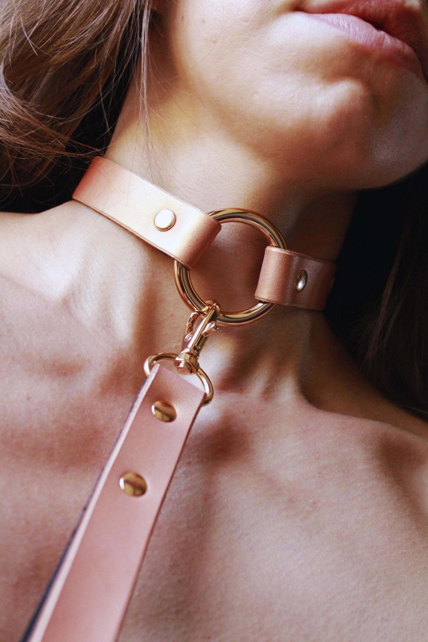 Submissive Collar Pearl Rose O-Ring Collar - Elegant BDSM Collar