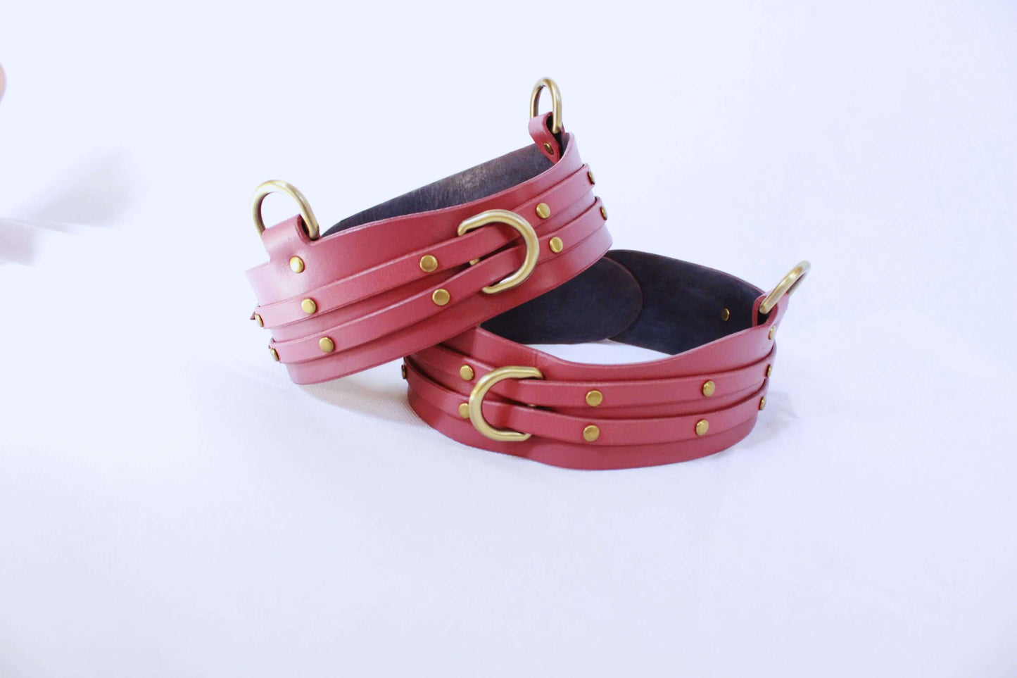 BDSM Gear - Adjustable Leather Thigh Cuffs for BDSM Bondage Harness