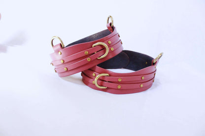 BDSM Gear - Adjustable Leather Thigh Cuffs for BDSM Bondage Harness