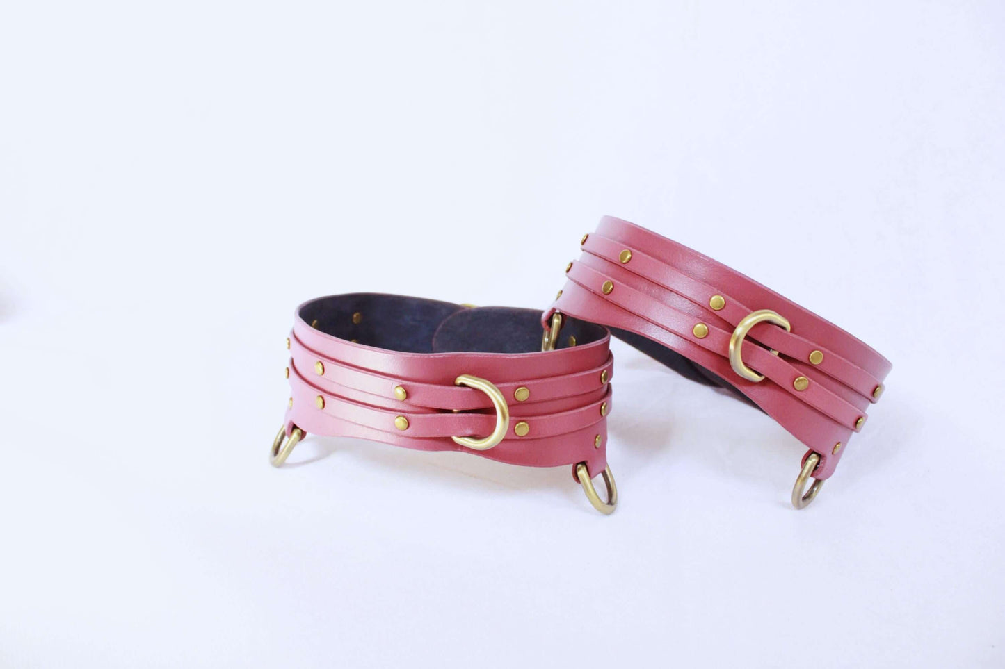 BDSM Gear - Adjustable Leather Thigh Cuffs for BDSM Bondage Harness