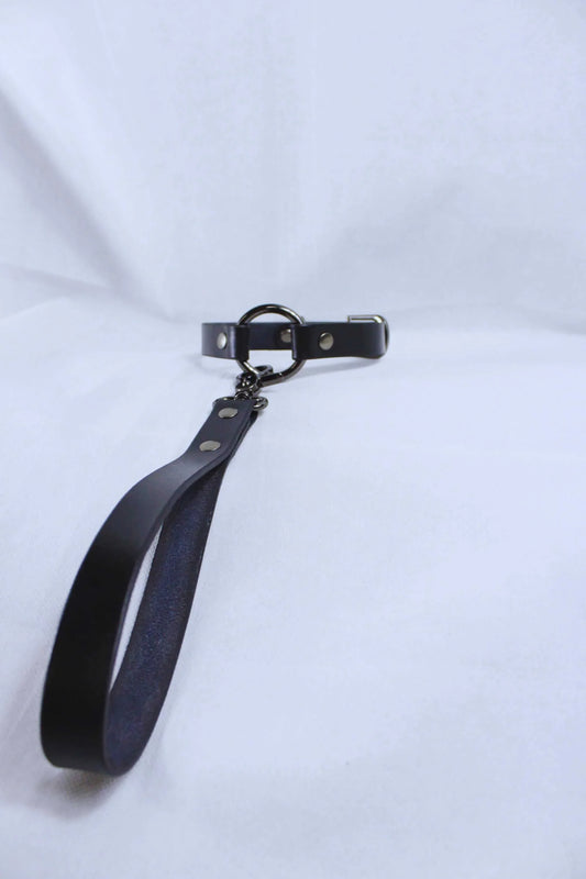 Leather Choker Collar with Leash Submissive Choker Posture Jewelry - Happytoys Sexshop: online sex shop for Feeling Happy & Easy 😊 - Discreet geleverd