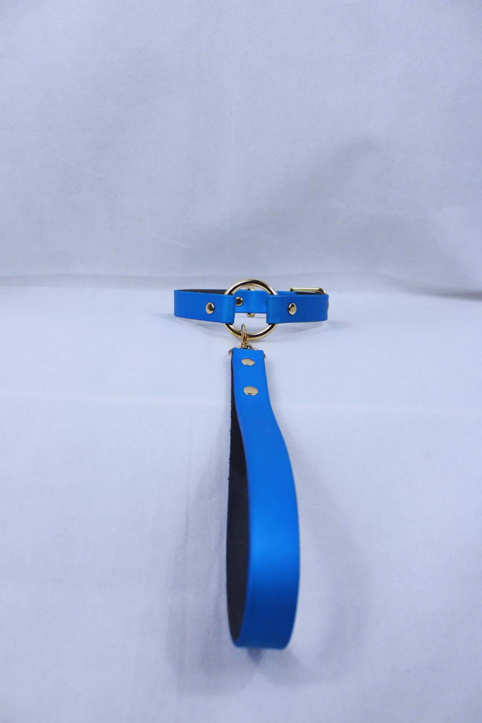 Submissive Collar Pearl Blue Leather BDSM Day Collar - Happytoys Sexshop: online sex shop for Feeling Happy & Easy 😊 - Discreet geleverd