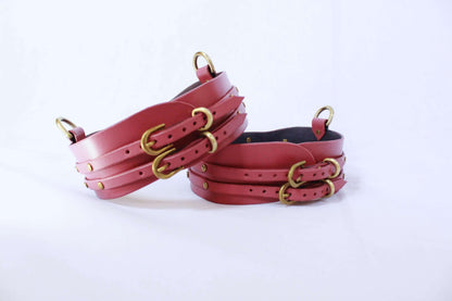 BDSM Gear - Adjustable Leather Thigh Cuffs for BDSM Bondage Harness