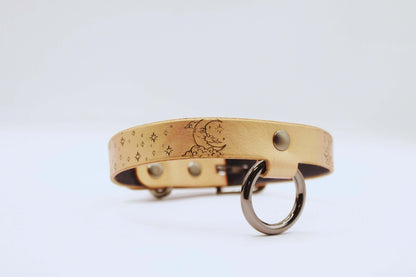 Leather Choker Moon Stars Minimalist Elegant Everyday Statement - Happytoys Sexshop: online sex shop for Feeling Happy & Easy 😊 - Discreet geleverd