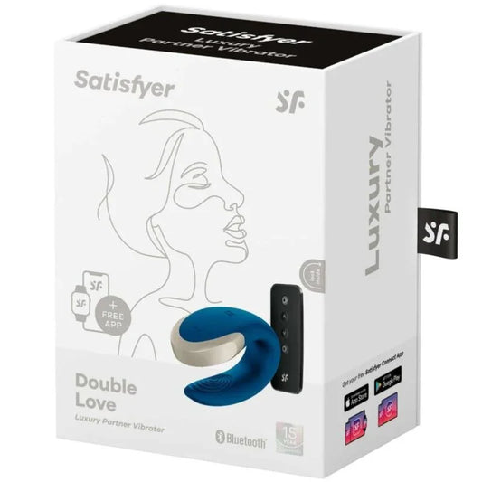 SATISFYER - DOUBLE LOVE LUXURY PARTNER VIBRATOR BLUE - Happytoys Sexshop: online sex shop for Feeling Happy & Easy 😊 - Discreet geleverd