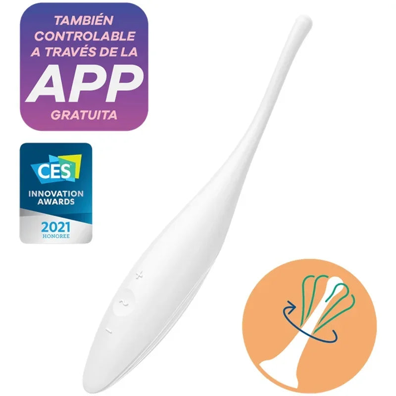 SATISFYER - TWIRLING JOY CLIT TIP VIBRATOR WHITE - Happytoys Sexshop: online sex shop for Feeling Happy & Easy 😊 - Discreet geleverd
