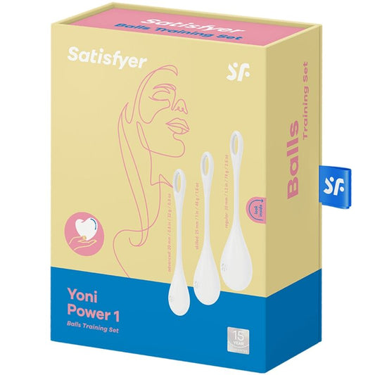 SATISFYER - YONI POWER 1 TRAINING SET WHITE - Happytoys Sexshop: online sex shop for Feeling Happy & Easy 😊 - Discreet geleverd