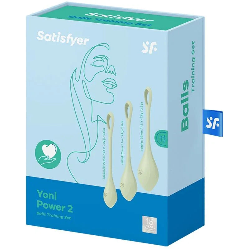 SATISFYER - YONI POWER 2 TRAINING SET GREEN - Happytoys Sexshop: online sex shop for Feeling Happy & Easy 😊 - Discreet geleverd