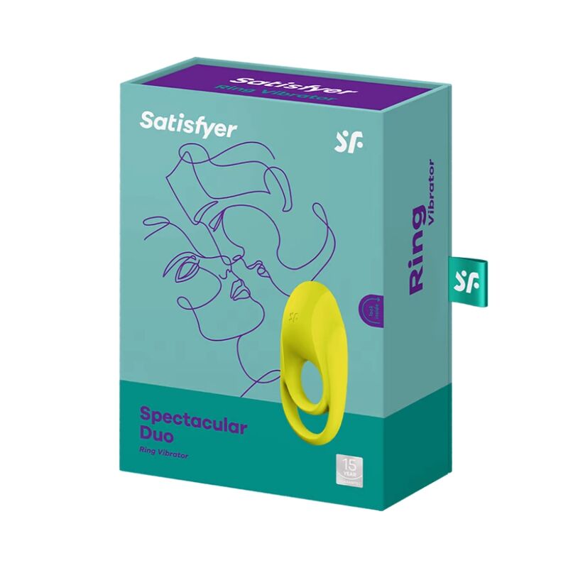 SATISFYER - SPECTACULAR DUO RING VIBRATOR YELLOW - Happytoys Sexshop: online sex shop for Feeling Happy & Easy 😊 - Discreet geleverd