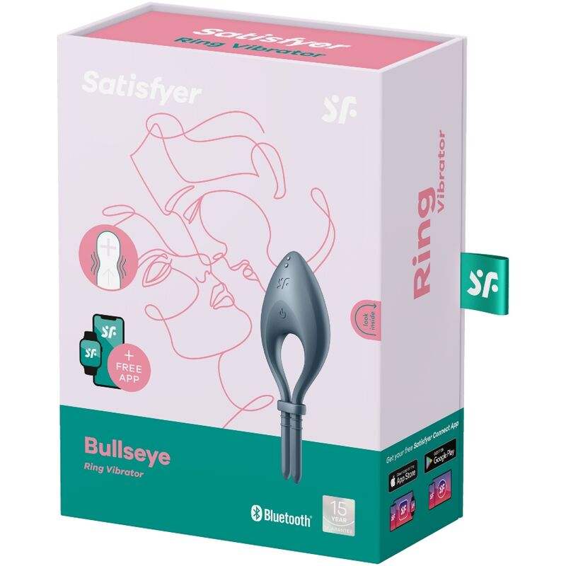 SATISFYER - BULLSEYE RING VIBRATOR APP GREY - Happytoys Sexshop: online sex shop for Feeling Happy & Easy 😊 - Discreet geleverd