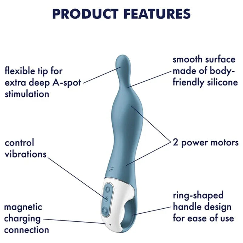 SATISFYER - AMAZING 1 ASPOT VIBRATOR BLUE - Happytoys Sexshop: online sex shop for Feeling Happy & Easy 😊 - Discreet geleverd