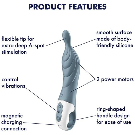 SATISFYER - AMAZING 2 ASPOT VIBRATOR GREY - Happytoys Sexshop: online sex shop for Feeling Happy & Easy 😊 - Discreet geleverd