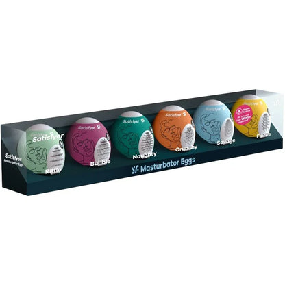 SATISFYER - MASTURBATOR EGGS 6 UNITS SET - Happytoys Sexshop: online sex shop for Feeling Happy & Easy 😊 - Discreet geleverd