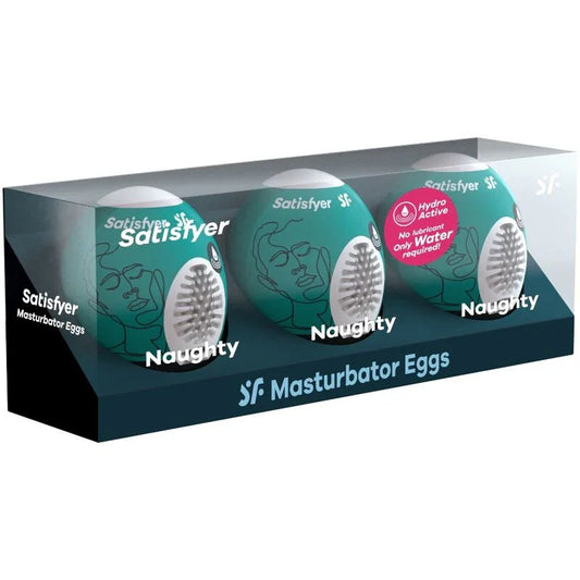 SATISFYER - 3 MASTURBATOR EGGS NAUGHTY - Happytoys Sexshop: online sex shop for Feeling Happy & Easy 😊 - Discreet geleverd