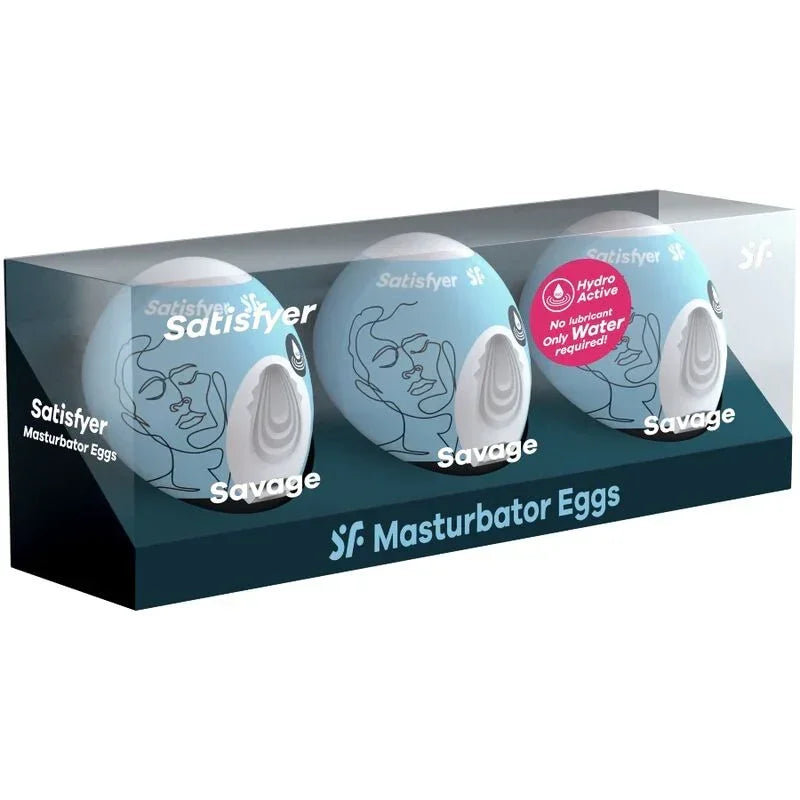 SATISFYER - 3 MASTURBATOR EGGS SAVAGE - Happytoys Sexshop: online sex shop for Feeling Happy & Easy 😊 - Discreet geleverd