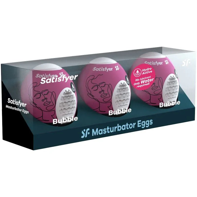 SATISFYER - 3 MASTURBATOR EGGS BUBBLE - Happytoys Sexshop: online sex shop for Feeling Happy & Easy 😊 - Discreet geleverd