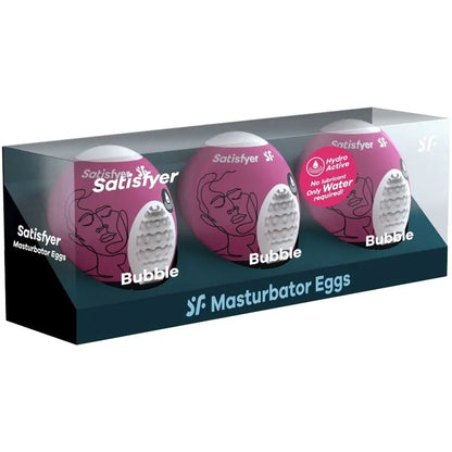 SATISFYER - 3 MASTURBATOR EGGS BUBBLE - Happytoys Sexshop: online sex shop for Feeling Happy & Easy 😊 - Discreet geleverd