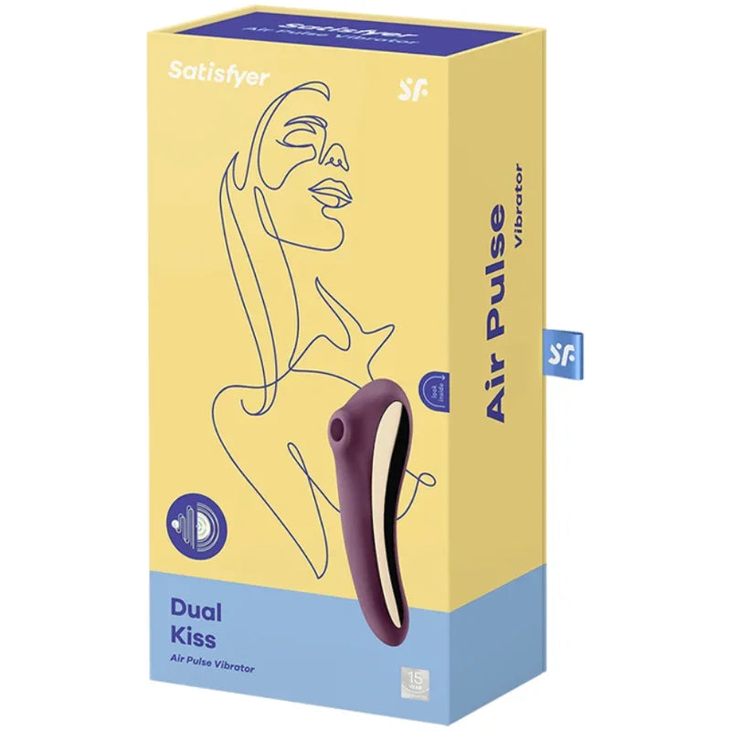 SATISFYER - DUAL KISS AIR PULSE VIBRATOR WINE RED - Happytoys Sexshop: online sex shop for Feeling Happy & Easy 😊 - Discreet geleverd