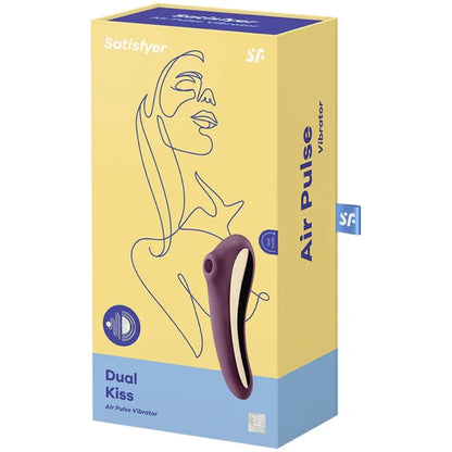SATISFYER - DUAL KISS AIR PULSE VIBRATOR WINE RED - Happytoys Sexshop: online sex shop for Feeling Happy & Easy 😊 - Discreet geleverd