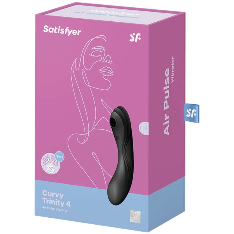 SATISFYER - CURVY TRINITY 4 AIR PULSE VIBRATOR BLACK - Happytoys Sexshop: online sex shop for Feeling Happy & Easy 😊 - Discreet geleverd