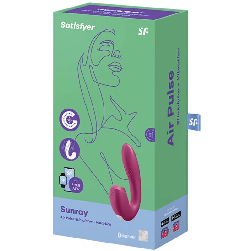SATISFYER - SUNRAY STIMULATOR AND VIBRATOR APP RED - Happytoys Sexshop: online sex shop for Feeling Happy & Easy 😊 - Discreet geleverd