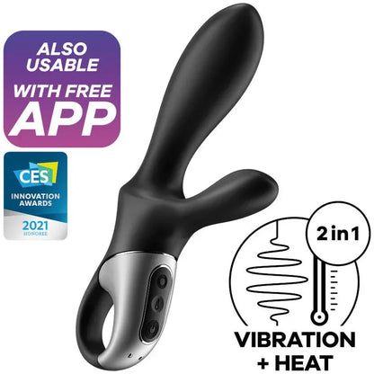 SATISFYER - HEAT CLIMAX+ ANAL VIBRATOR APP BLACK - Happytoys Sexshop: online sex shop for Feeling Happy & Easy 😊 - Discreet geleverd