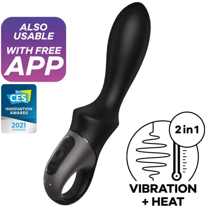 SATISFYER - HEAT CLIMAX ANAL VIBRATOR APP BLACK - Happytoys Sexshop: online sex shop for Feeling Happy & Easy 😊 - Discreet geleverd