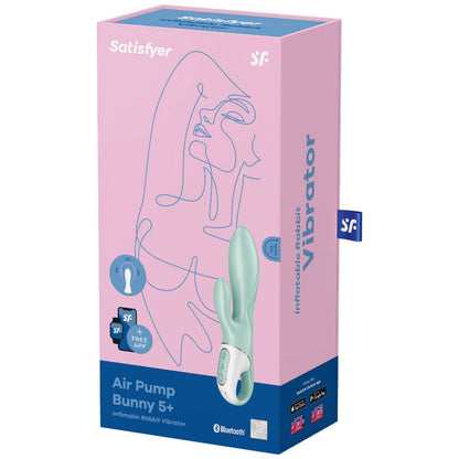 SATISFYER - AIR PUMP BUNNY 5+ INFLATABLE RABBIT VIBRATOR APP GREEN - Happytoys Sexshop: online sex shop for Feeling Happy & Easy 😊 - Discreet geleverd