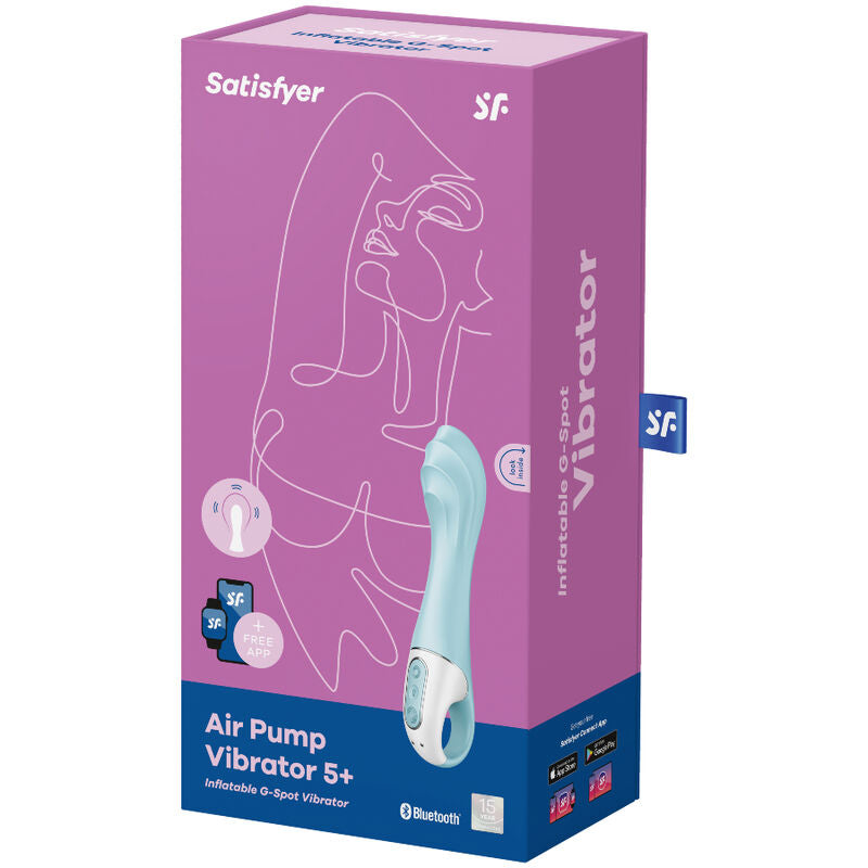 SATISFYER - AIR PUMP VIBRATOR 5+ INFLATABLE G-SPOT VIBRATOR APP BLUE - Happytoys Sexshop: online sex shop for Feeling Happy & Easy 😊 - Discreet geleverd