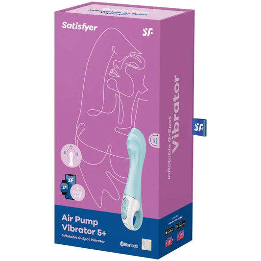 SATISFYER - AIR PUMP VIBRATOR 5+ INFLATABLE G-SPOT VIBRATOR APP BLUE - Happytoys Sexshop: online sex shop for Feeling Happy & Easy 😊 - Discreet geleverd
