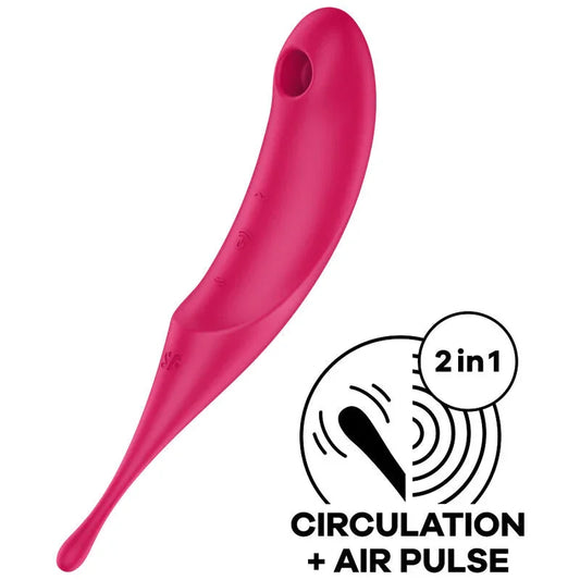 SATISFYER - TWIRLING PRO AIR PULSE STIMULATOR & VIBRATOR RED - Happytoys Sexshop: online sex shop for Feeling Happy & Easy 😊 - Discreet geleverd