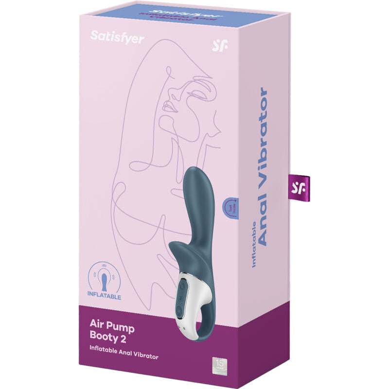 SATISFYER - AIR PUMP BOOTY 2 DARK GREY - Happytoys Sexshop: online sex shop for Feeling Happy & Easy 😊 - Discreet geleverd