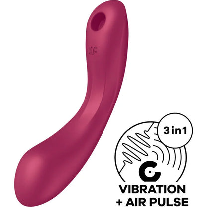SATISFYER - CURVE TRINITY 1 AIR PULSE VIBRATION RED - Happytoys Sexshop: online sex shop for Feeling Happy & Easy 😊 - Discreet geleverd