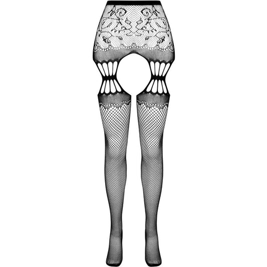 PASSION - S027 BLACK TIGHTS WITH GARTER ONE SIZE - Happytoys Sexshop: online sex shop for Feeling Happy & Easy 😊 - Discreet geleverd
