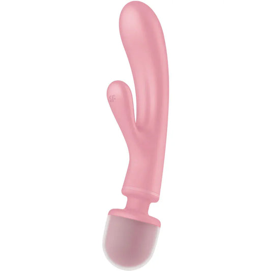 SATISFYER - TRIPLE LOVER RABBIT VIBRATOR MASSAGER PINK - Happytoys Sexshop: online sex shop for Feeling Happy & Easy 😊 - Discreet geleverd