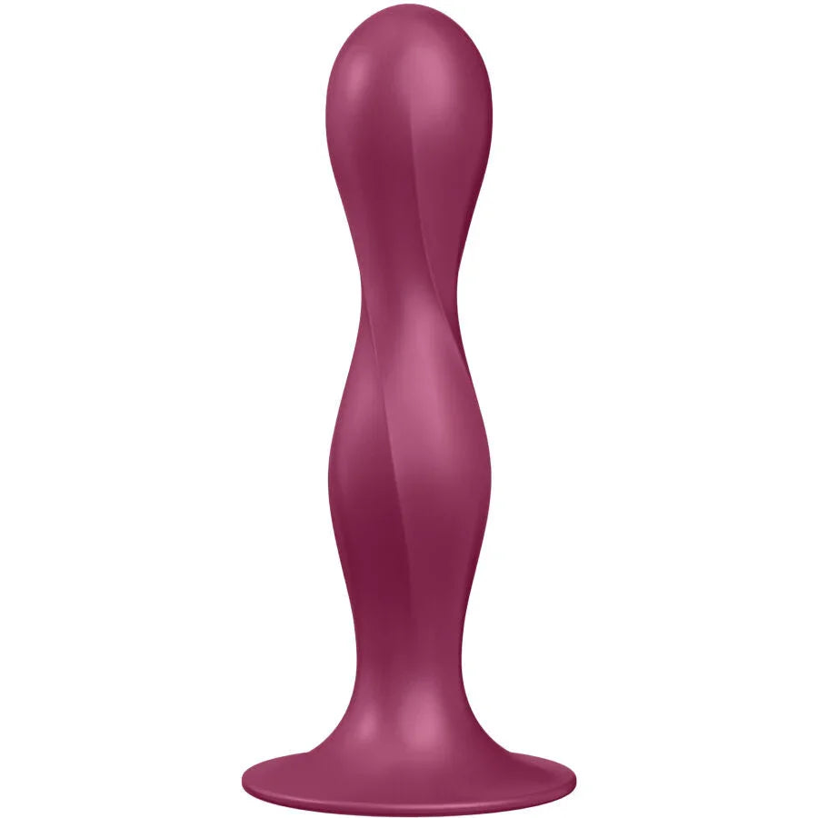 SATISFYER - DOUBLE BALL-R SILICONE DILDO GARNET - Happytoys Sexshop: online sex shop for Feeling Happy & Easy 😊 - Discreet geleverd