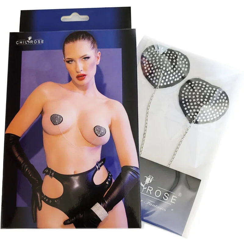 CHILIROSE - CR 4662 NIPPLE COVERS SILVER & BLACK - Happytoys Sexshop: online sex shop for Feeling Happy & Easy 😊 - Discreet geleverd