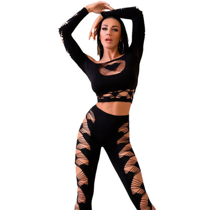 CHILIROSE - CR 4436 TOP & LEGGINS BLACK S/L - Happytoys Sexshop: online sex shop for Feeling Happy & Easy 😊 - Discreet geleverd