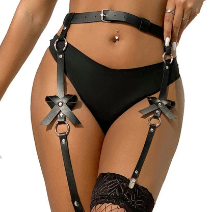 SUBBLIME - LEATHER CHAINLEG HARNESS BLACK ONE SIZE - Happytoys Sexshop: online sex shop for Feeling Happy & Easy 😊 - Discreet geleverd