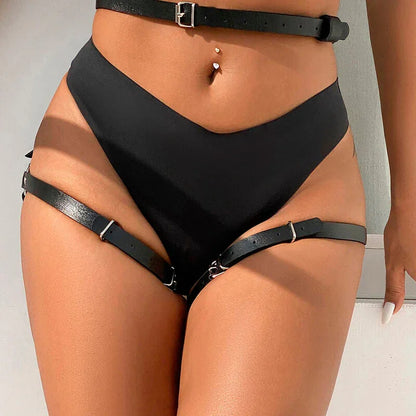 SUBBLIME - LEATHER WAIST AND LEG HARNESS BLACK ONE SIZE - Happytoys Sexshop: online sex shop for Feeling Happy & Easy 😊 - Discreet geleverd